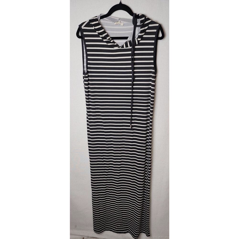 Beach Maxi Dress Women's XL grayish/blue hooded comfy, long, pool, lounge